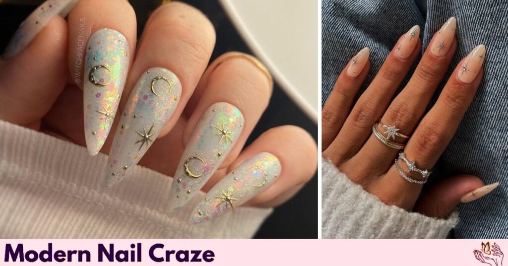 Long Celestial Natural Nail Design