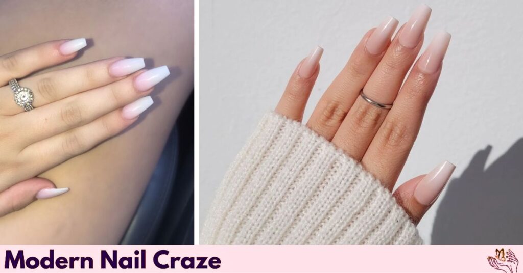 Long Ombre Natural Coffin Nails