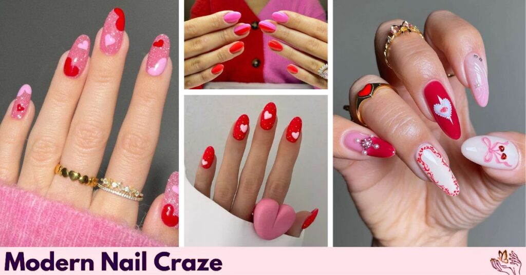 Pink and Red Valentine’s Nails