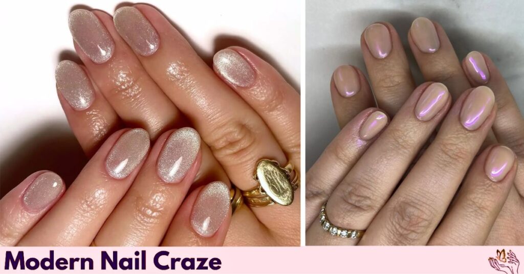 Shimmery Short Natural Nail Design