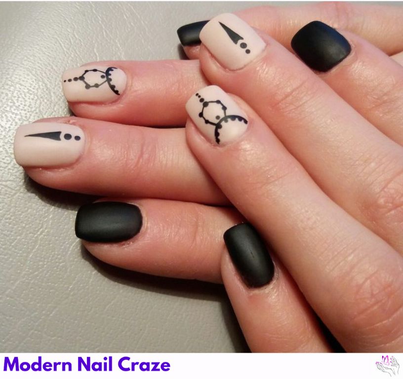 Cozy cable knit matte black nails with design texture.