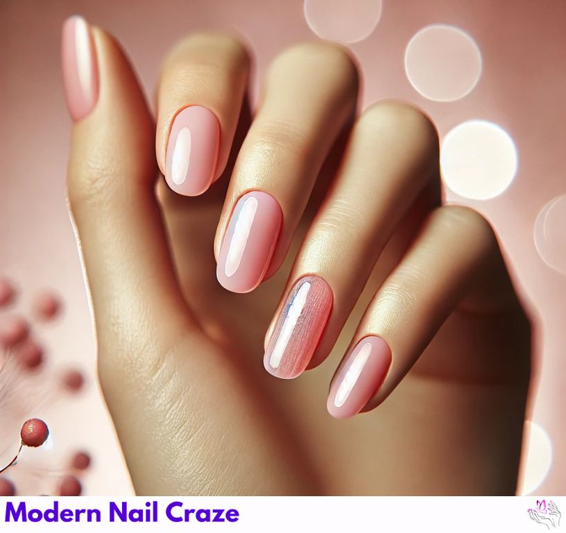 Sheer jelly polish on short ballerina nails for a glossy glow.