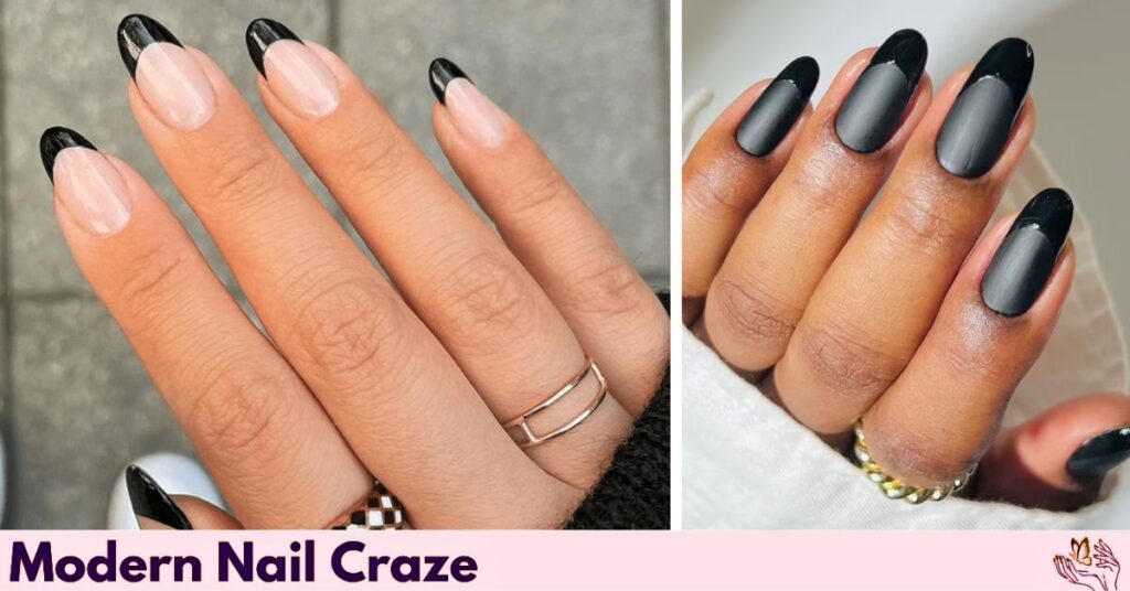 Matte Black French Manicure for 2025