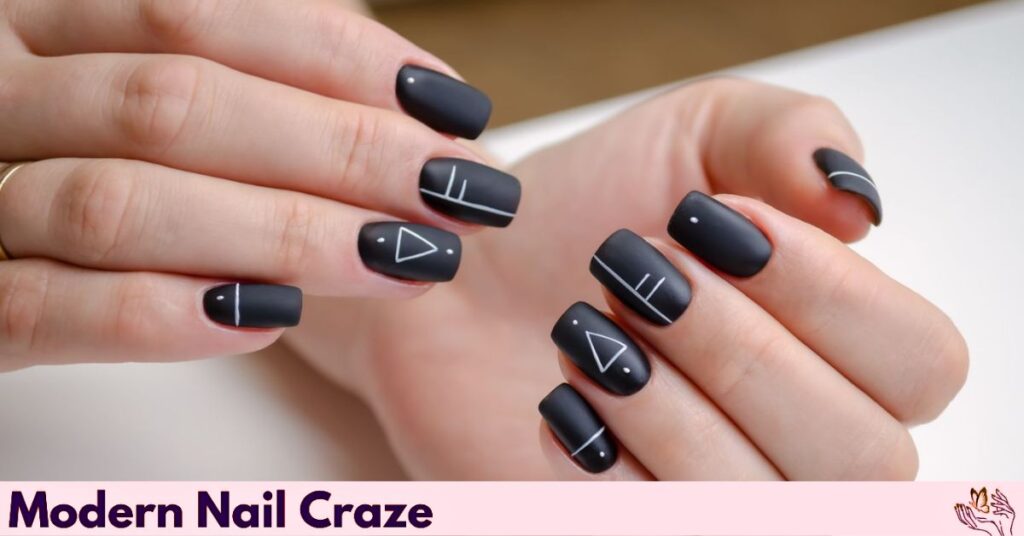 Matte Black Mani with Italics