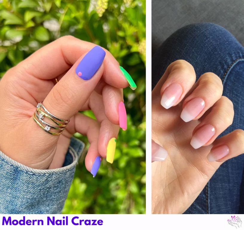 Short ballerina nail designs collage for 2025 trends with glossy and matte finishes