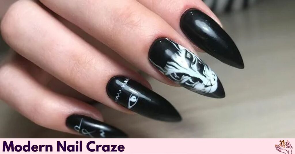 Tattoo-Inspired Matte Black Nails for 2025