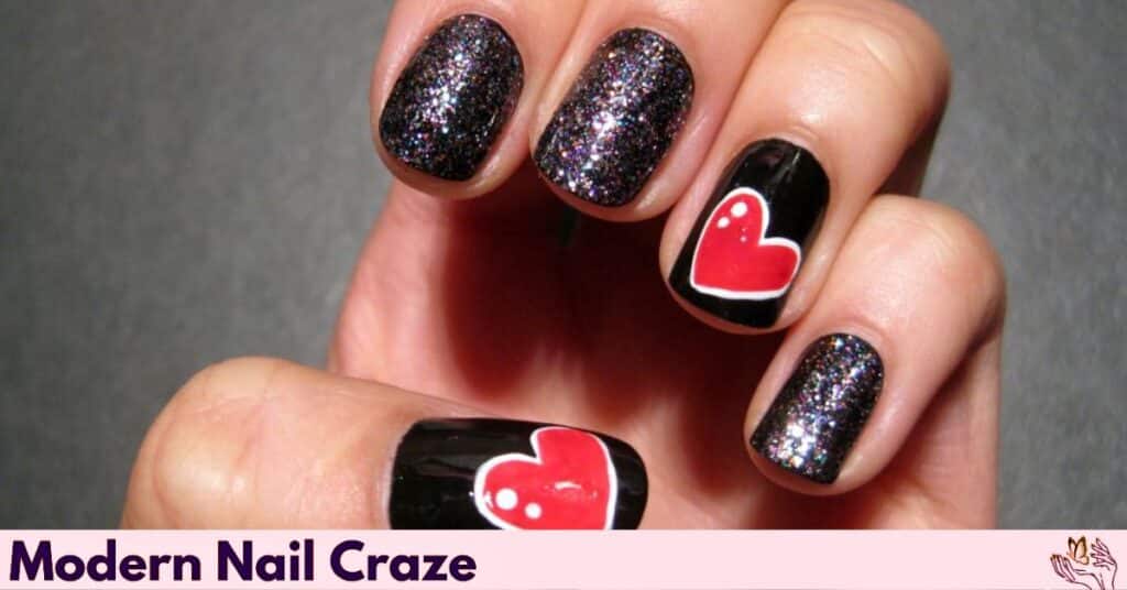 Matte Black Queen of Hearts Mani