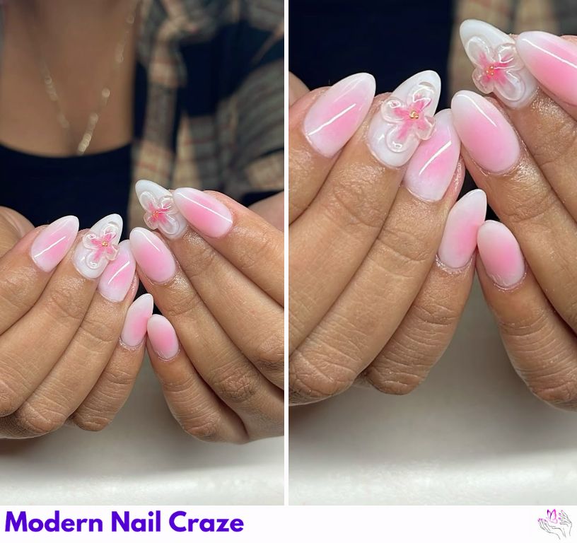 Aura nails with glossy 3D gel accents