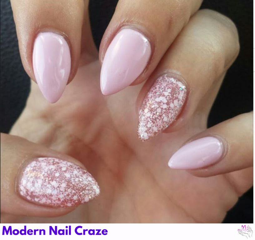 Grey and pink marble short stilettos mimic natural stone patterns elegantly.