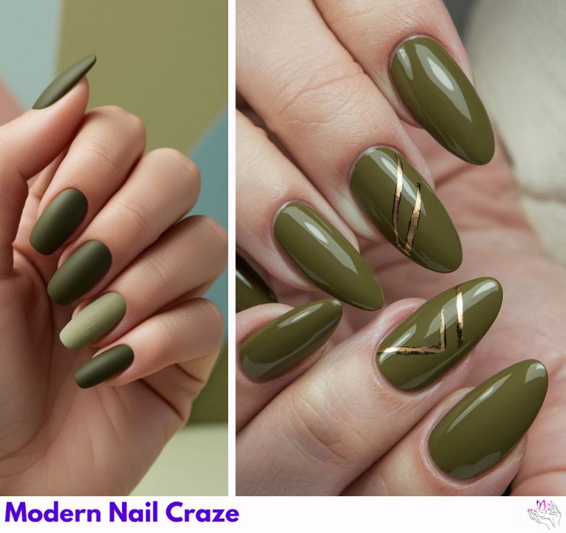30+ stylish olive green nail ideas