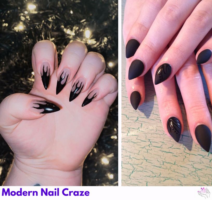 Stylish short stiletto nail designs with trendy, sharp, and elegant shapes.