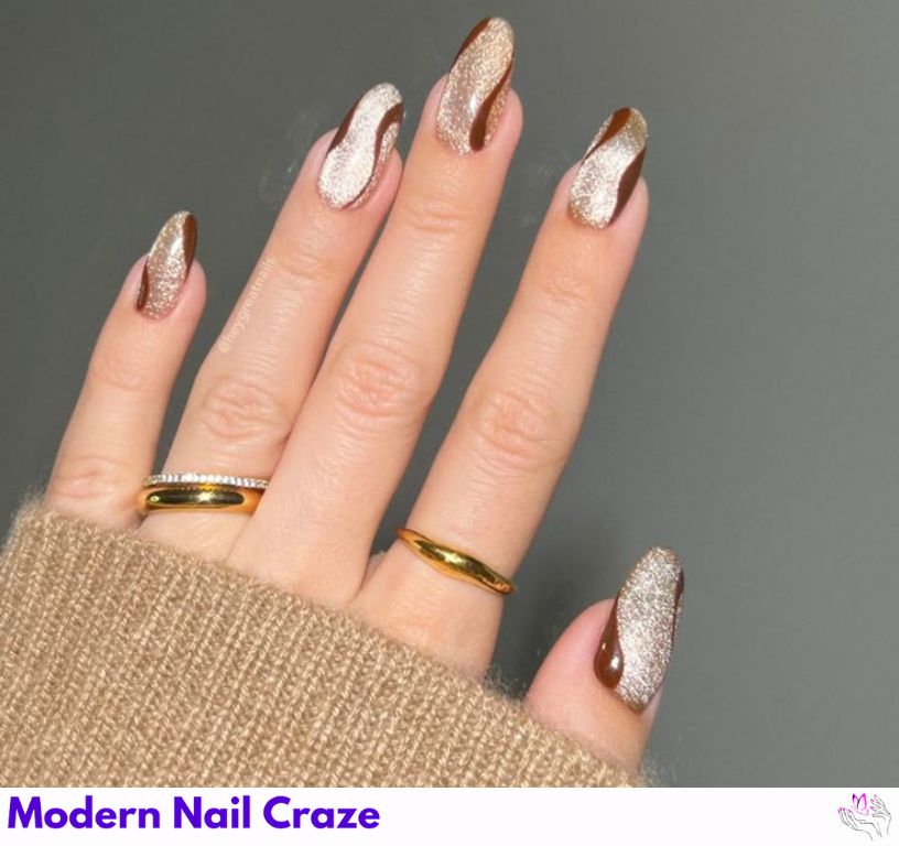Velvet base nails with abstract swirl art