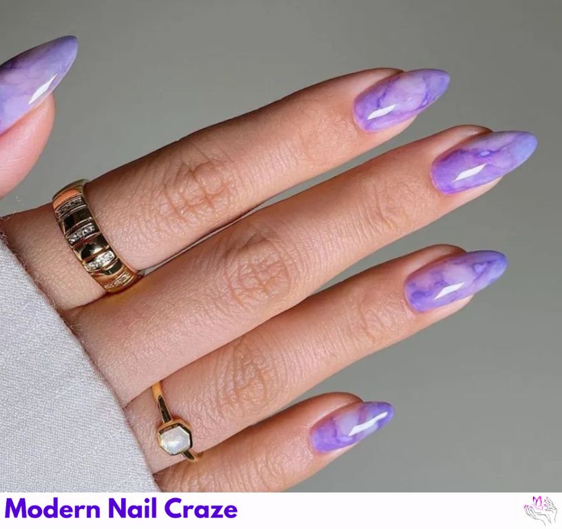 Amethyst Nails nail design showing the style, color, and seasonal trend for visual inspiration.