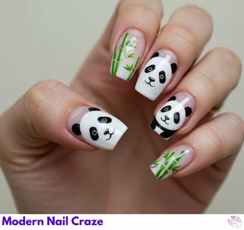 Farm-themed chicken nail design with hens and hay tones.