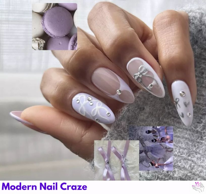 Coquette Bows nail design showing the style, color, and seasonal trend for visual inspiration.