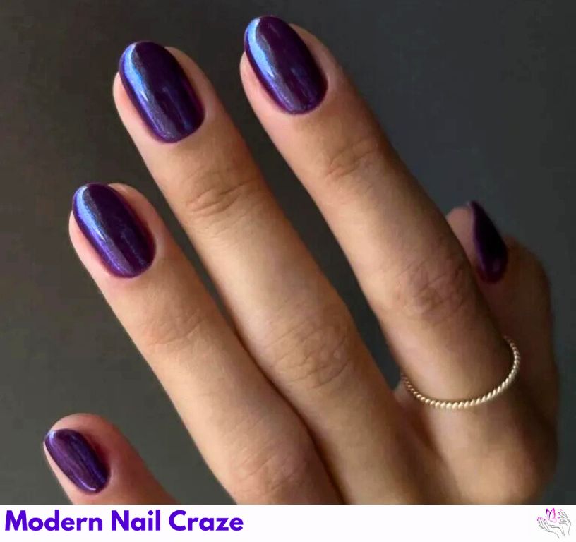 Dark Purple Chrome nail design showing the style, color, and seasonal trend for visual inspiration.
