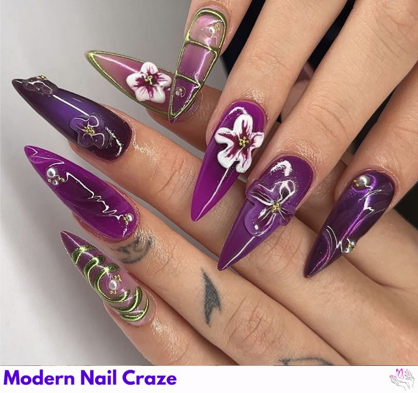 Floral Fantasy Nails nail design showing the style, color, and seasonal trend for visual inspiration.