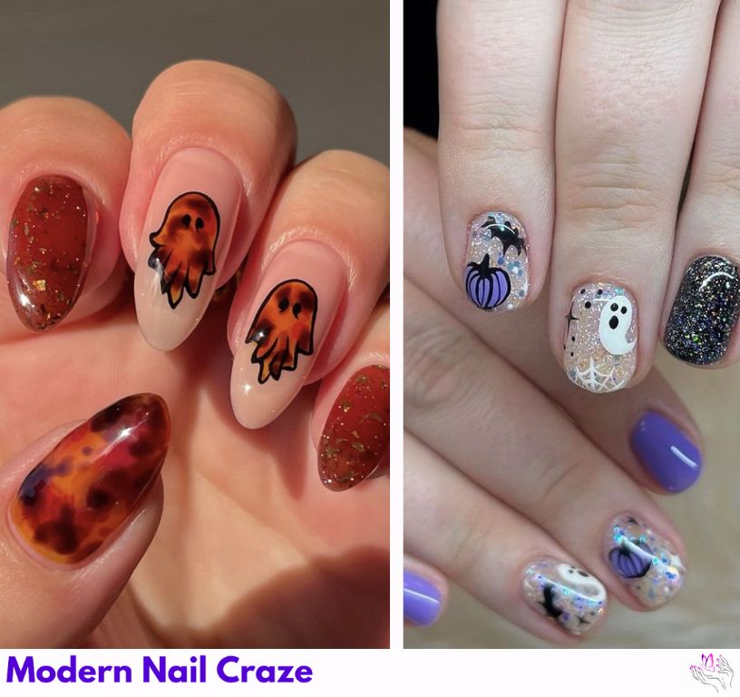 Halloween ghost nail designs in cute
