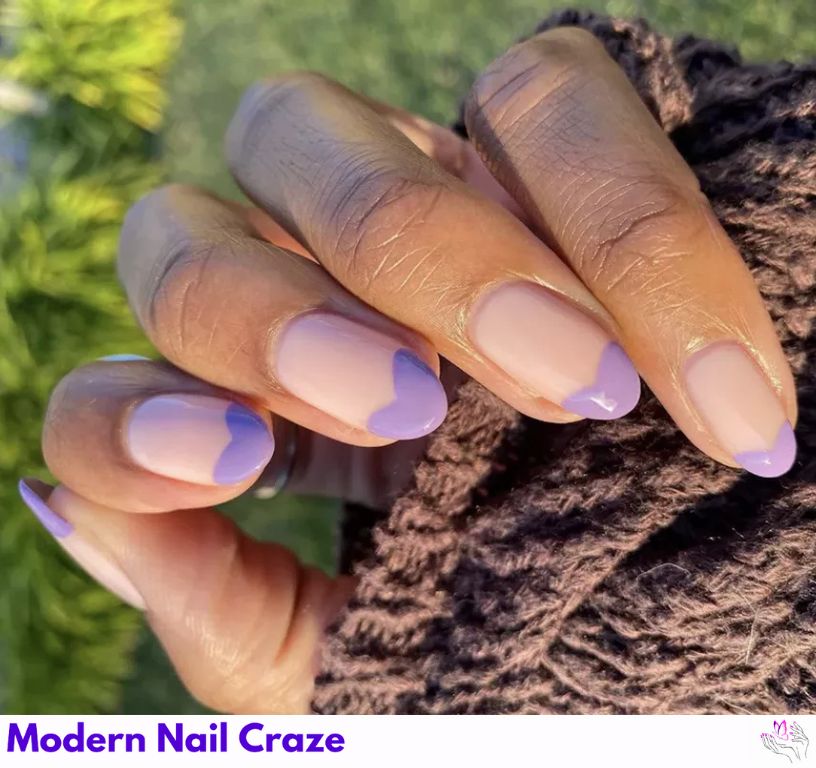 Heart French Tips nail design showing the style, color, and seasonal trend for visual inspiration.