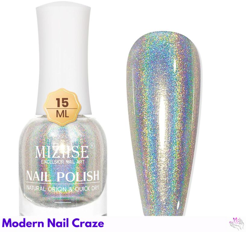 ILNP Mega: Sparkling Holographic Silver Polish for Bold Short Nail Statements