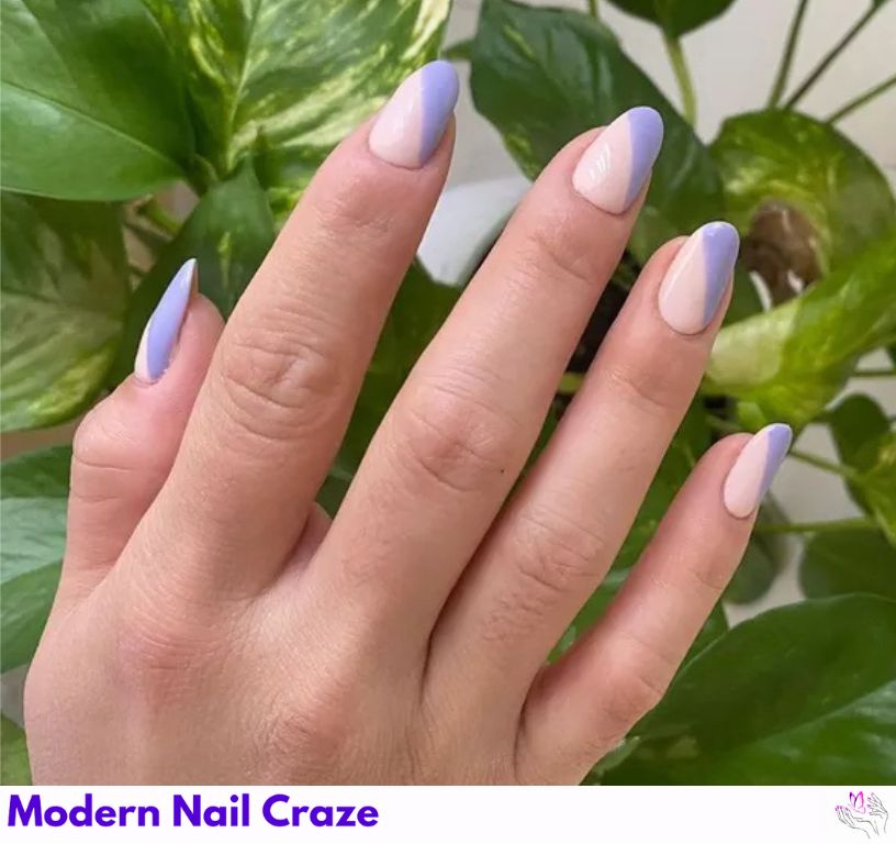 Lavender Diagonals nail design showing the style, color, and seasonal trend for visual inspiration.