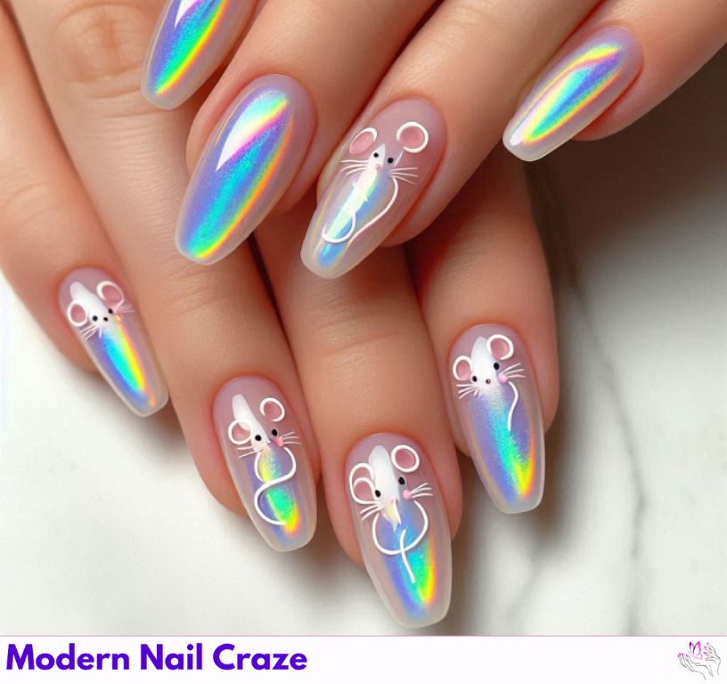 Glittery Mickey Mouse silhouette nails for Disney fans.