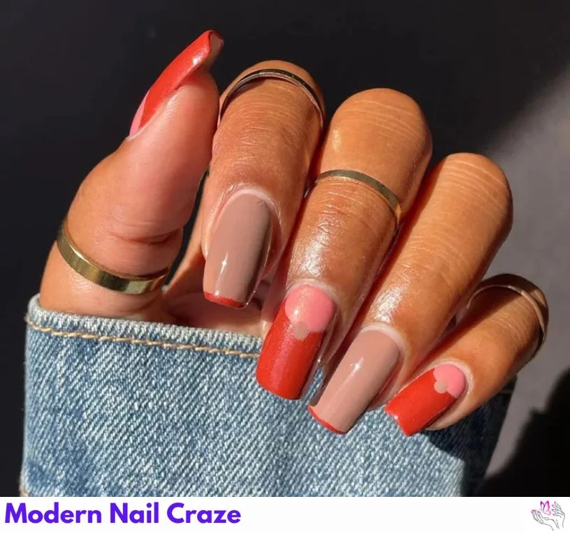 Milk chocolate and orange swirl nails with a dessert-inspired fall vibe.