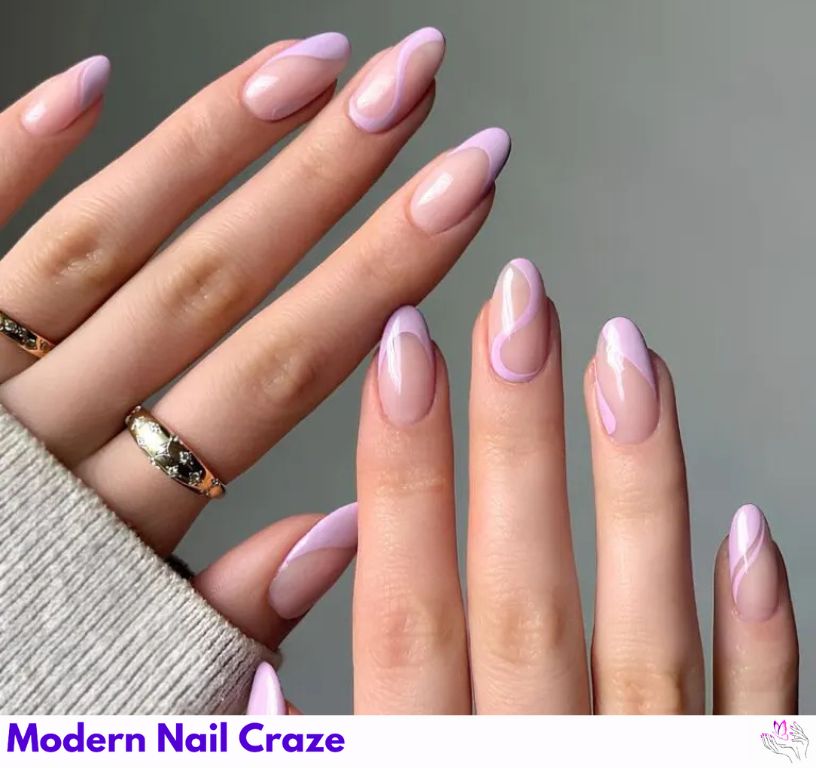Pastel Purple Swirls nail design showing the style, color, and seasonal trend for visual inspiration.
