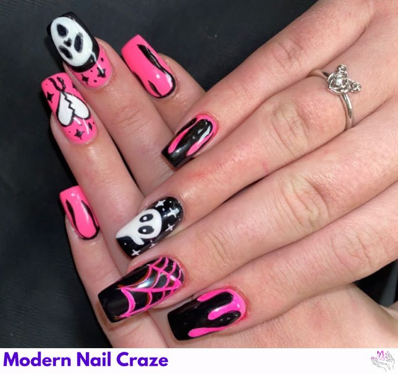 Pink Ghosts on Neon Backgrounds