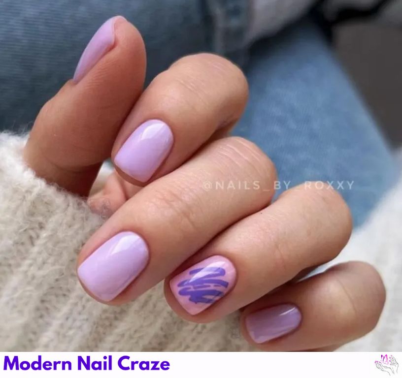 Purple Brushstrokes nail design showing the style, color, and seasonal trend for visual inspiration.