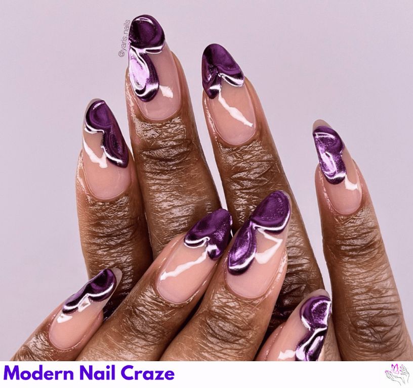 Purple Chrome Nail Art nail design showing the style, color, and seasonal trend for visual inspiration.