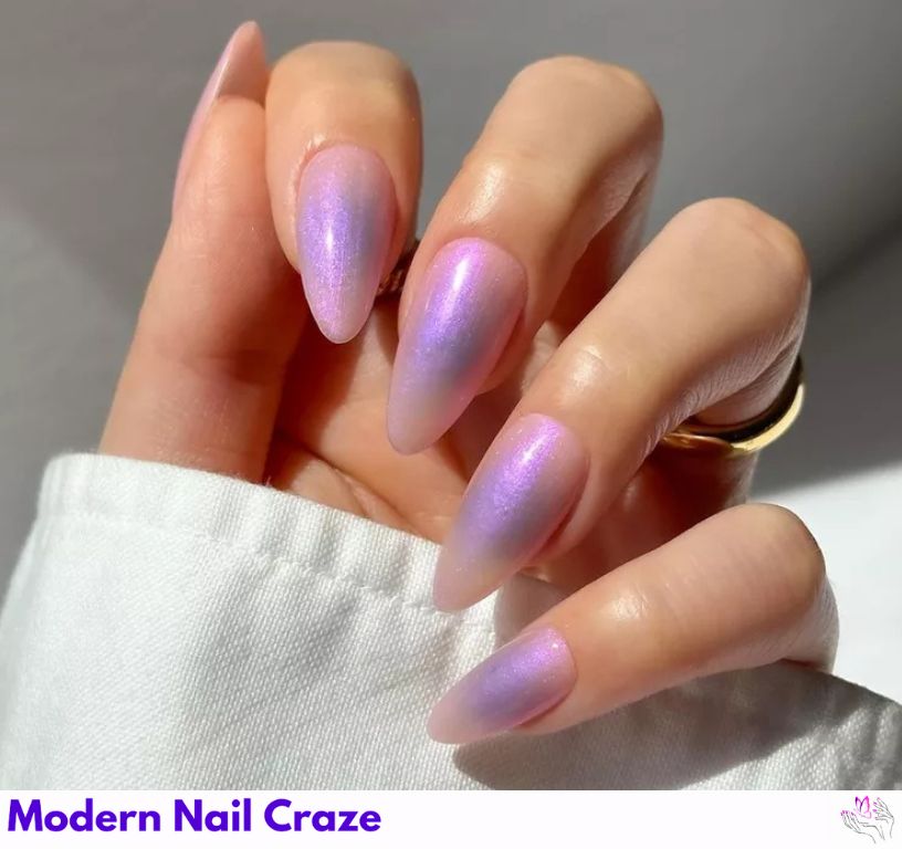 Shimmery Lavender Aura Nails nail design showing the style, color, and seasonal trend for visual inspiration.