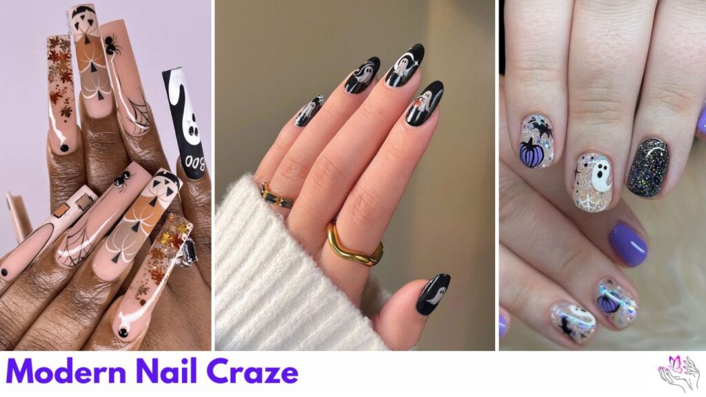 Halloween ghost nail designs in cute, spooky, and trendy styles