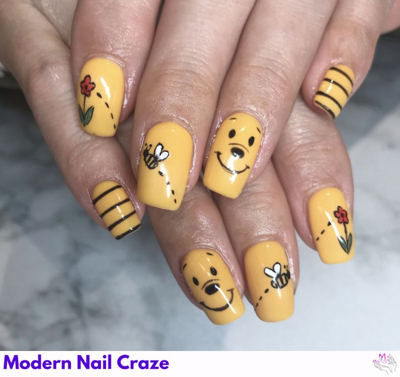 Winnie the Pooh Scene Nails – Illustrated nail scenes of Pooh in the Hundred Acre Wood.