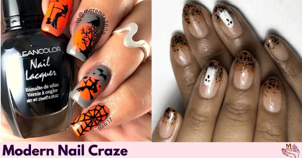 Brown Accents and Black Polish on Nude Base