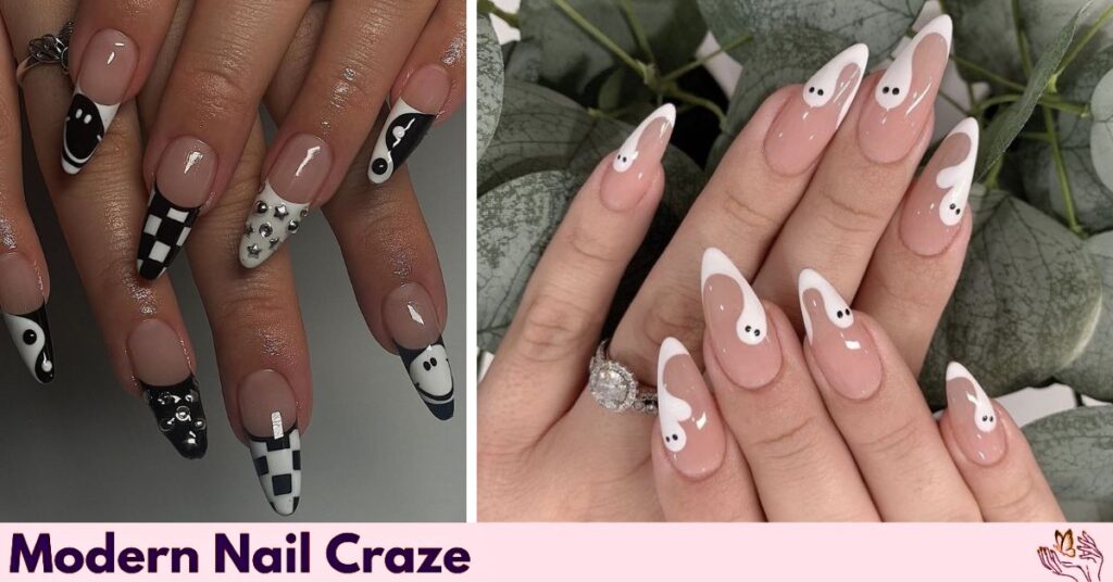 Classic French Tip with Best Ghost Outline for Nail Design
