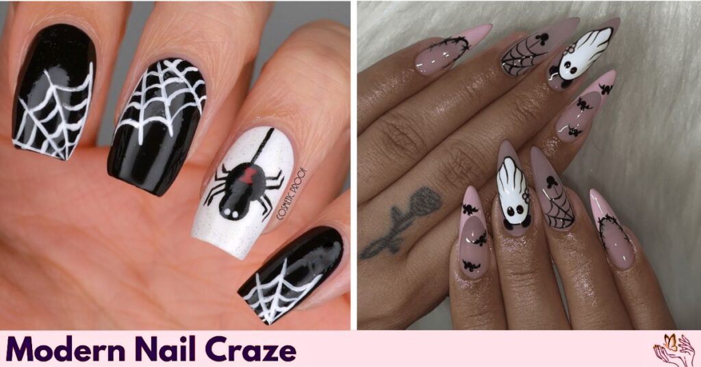 Cool Nail Designs with Creepy Crawly Spiders for the Holiday Spirit