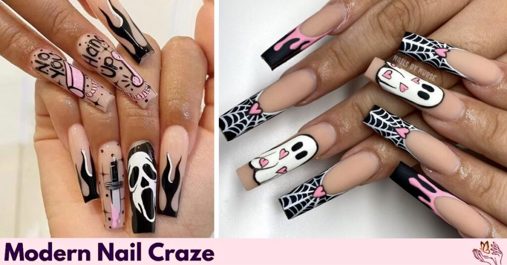 Full Coverage Tip in Black Nail Polish, Halloween Spirit Nail Design