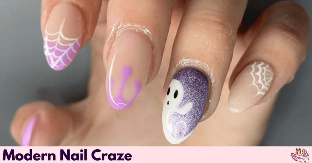 Halloween Manicure with Glitter Accent, and Fun French Tips Ideas