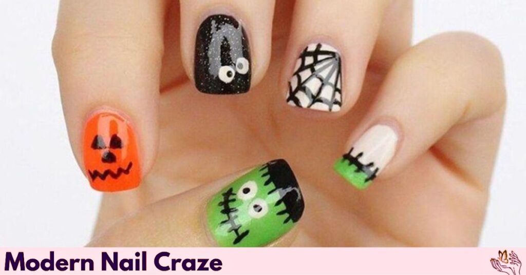 Halloween Party Nails with Friendly Ghost Vibes and Glossy Finish