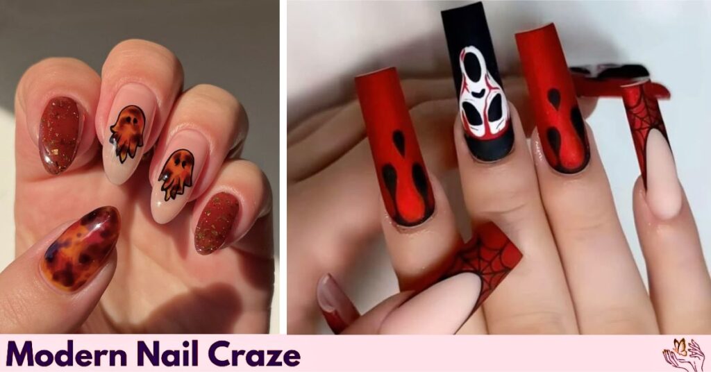 Halloween’s Fiery Red, Spooky Nails