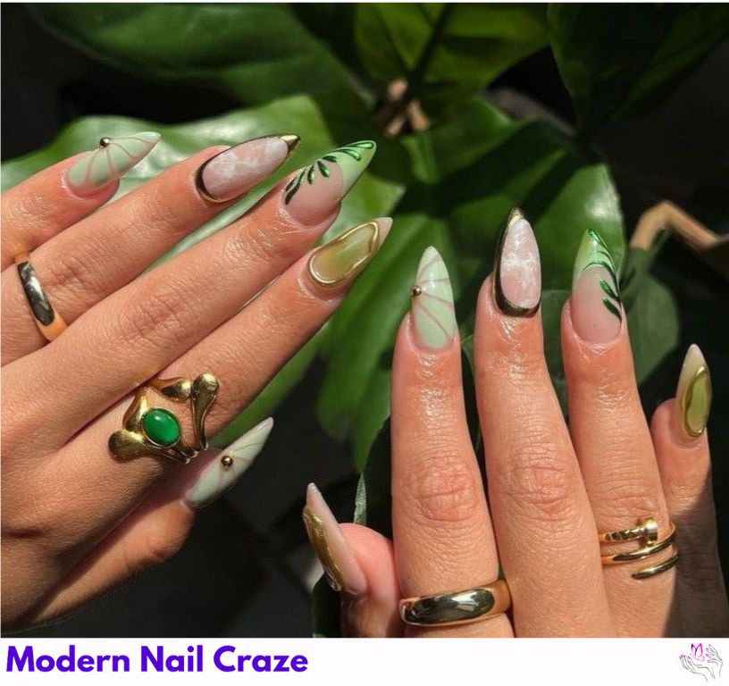 Luxury Jungle Press On Nails with sunset-toned shades and multi-color wild nail patterns