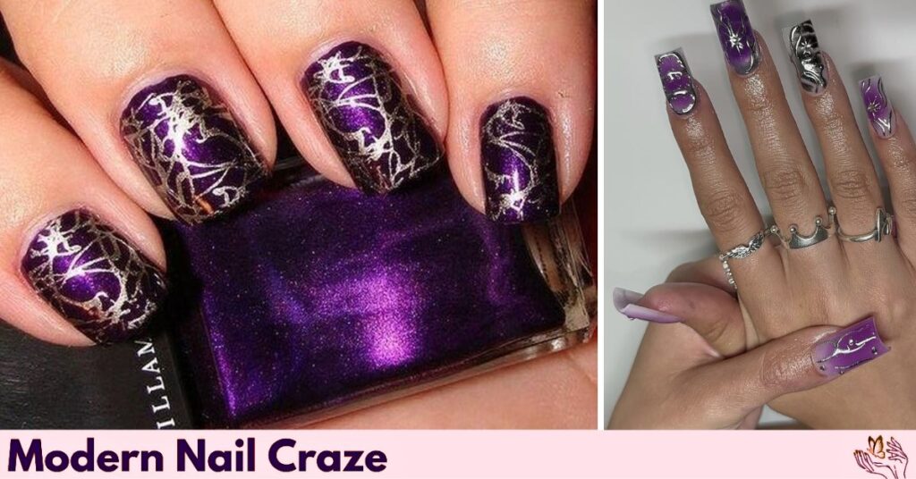Metallic Purple Nail Art