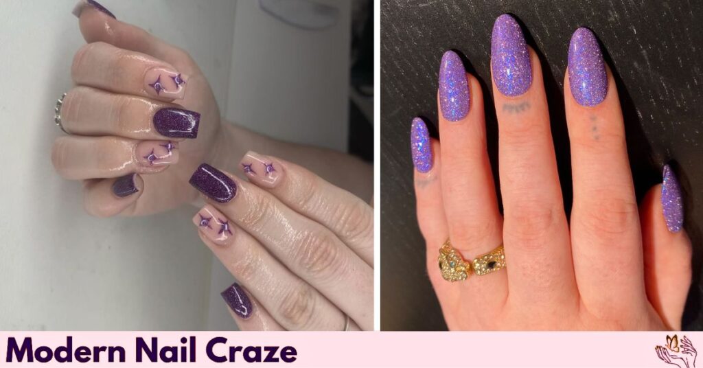 Glittery Purple Nails