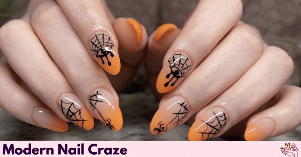 Halloween Spider Web Nail Art
