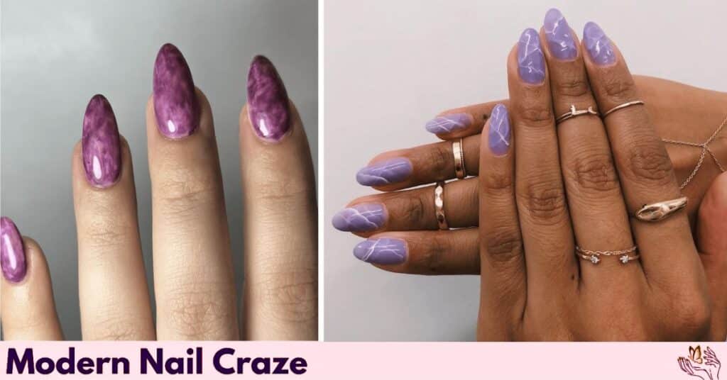 Marble Nail Art in Purple