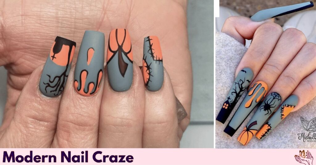 Matte Halloween Nails with Creepy Details