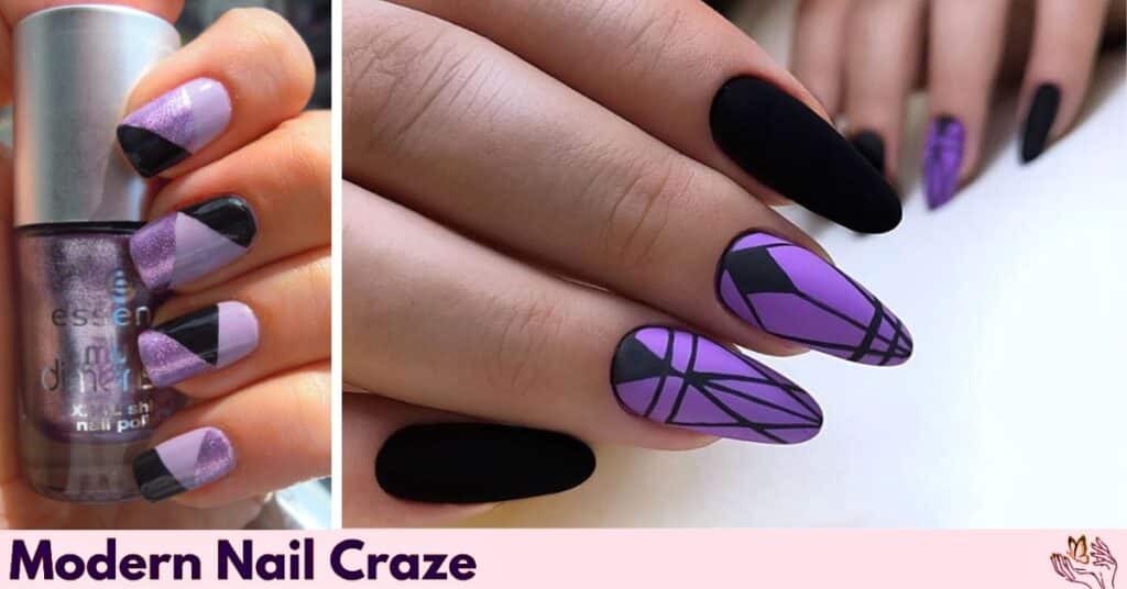 Purple Geometric Nail Art
