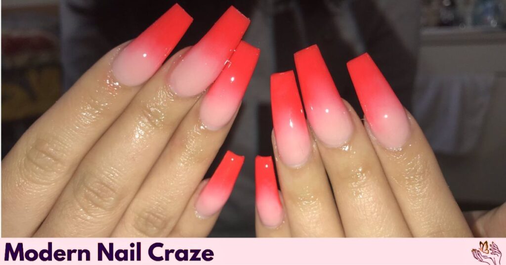 Red Ombré Acrylic Nails