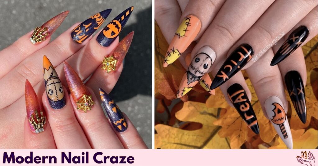 Spooky Halloween Nails with “Trick or Treat” Theme